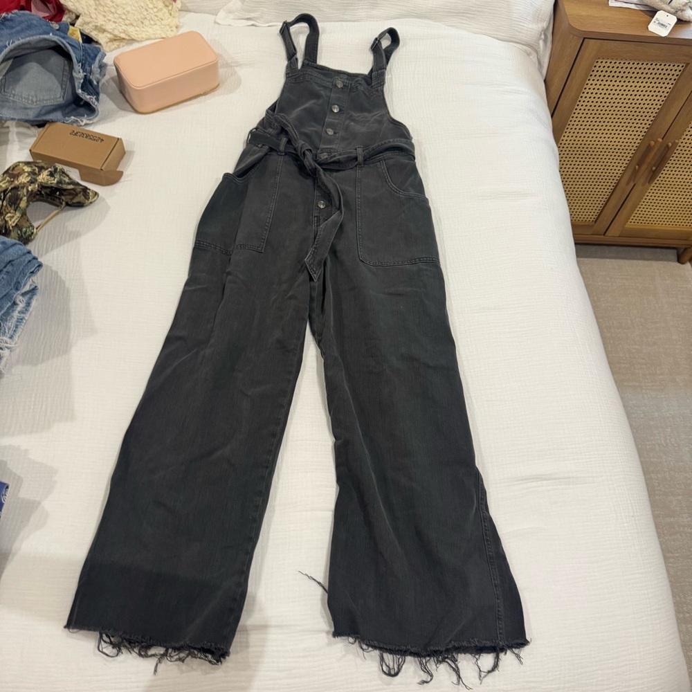 Aerie Charcoal Denim Overalls
